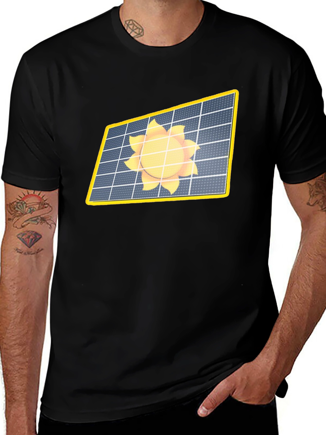 Solar Panel Sun Graphic Tee - Eco-Friendly T-Shirt