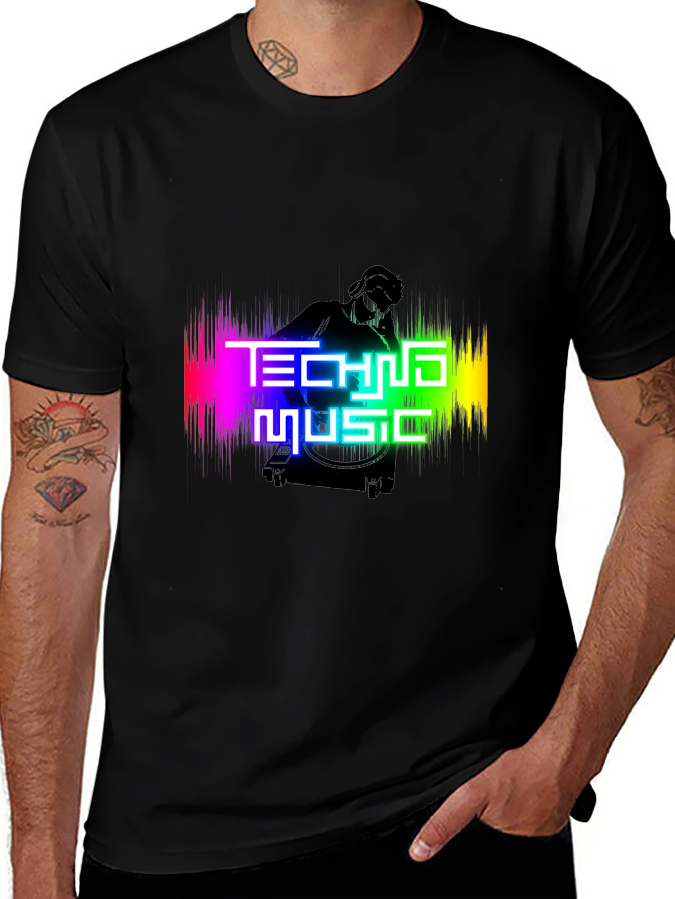 Techno Music Black T-Shirt - DJ Graphic Tee