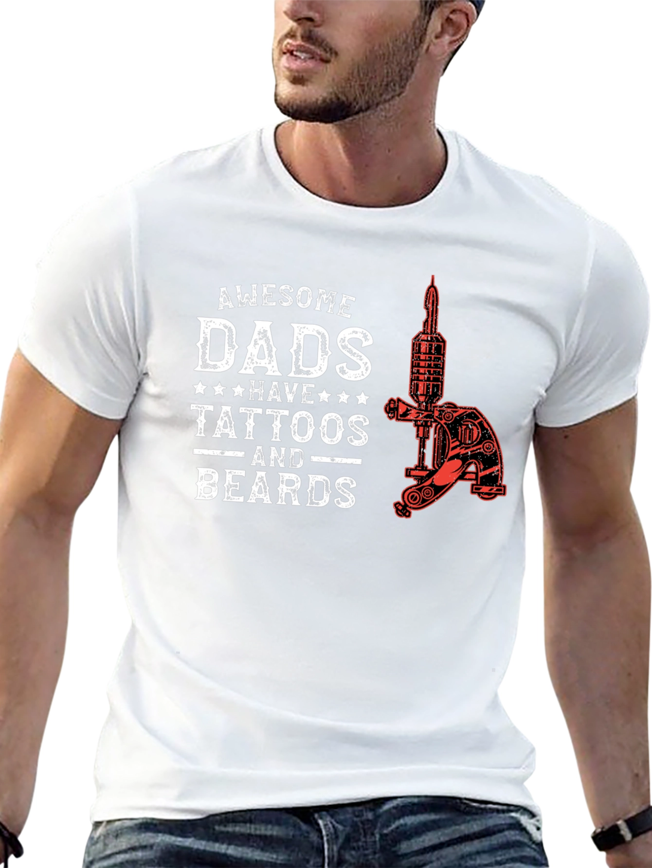 Awesome Dads Tattoo & Beards Graphic Tee