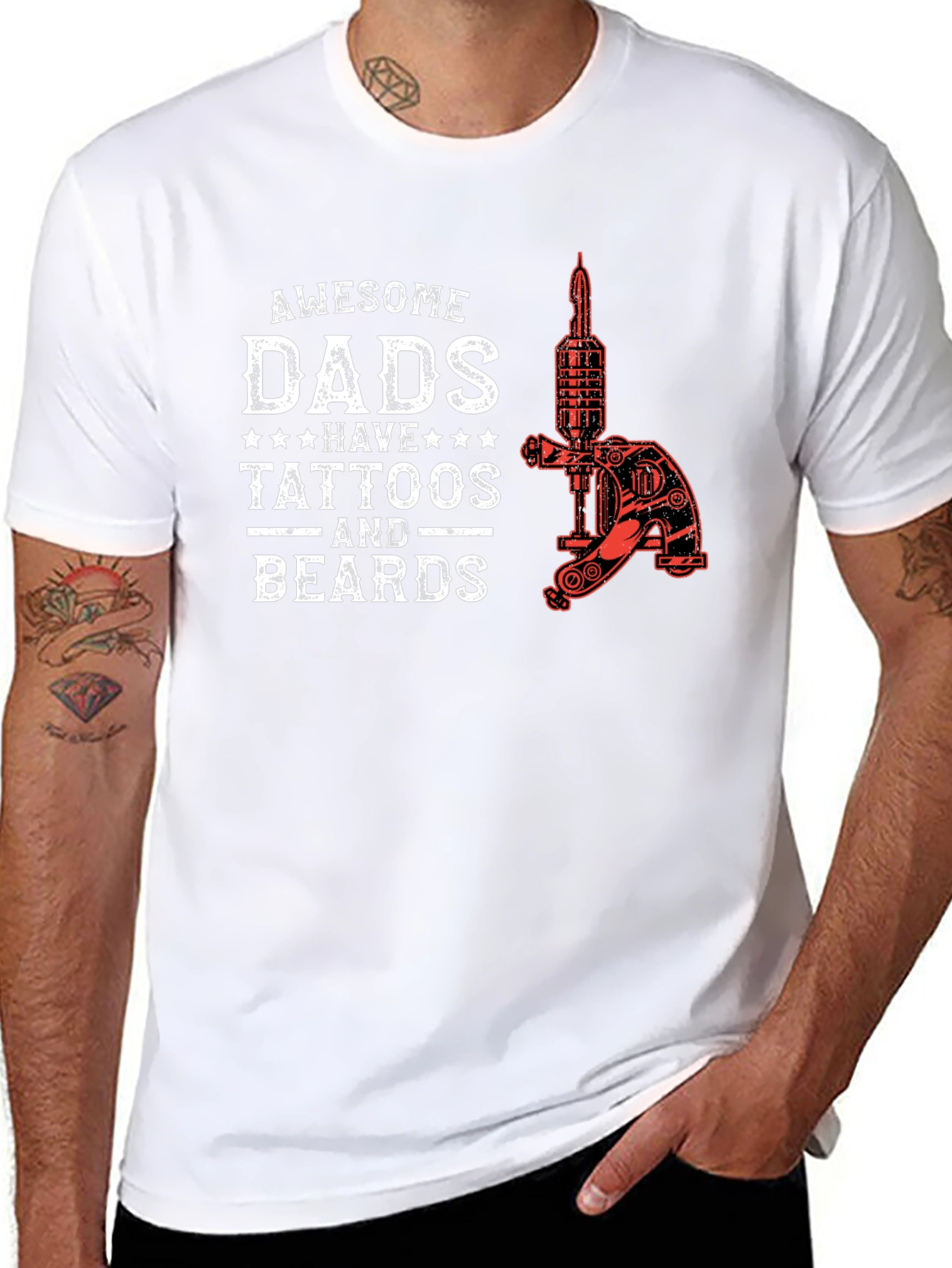 Awesome Dads Tattoo & Beards Graphic Tee