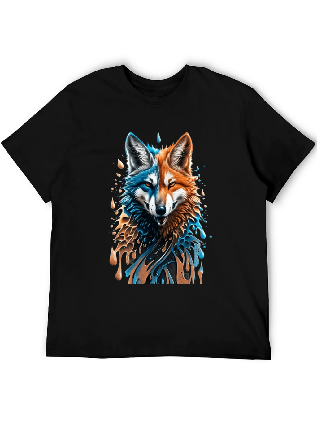 Two-Faced Fox Graphic Black T-Shirt
