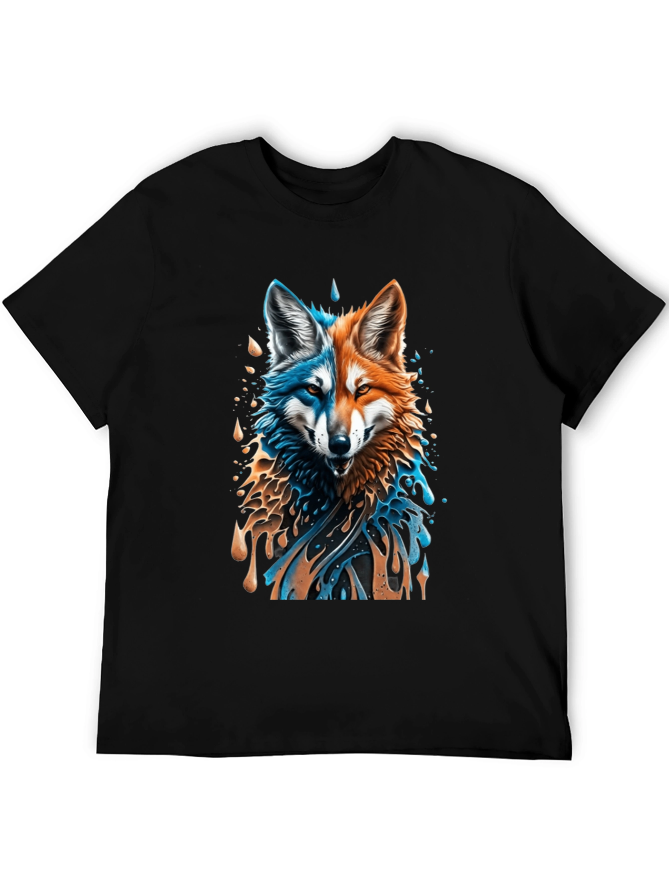 Two-Faced Fox Graphic Black T-Shirt