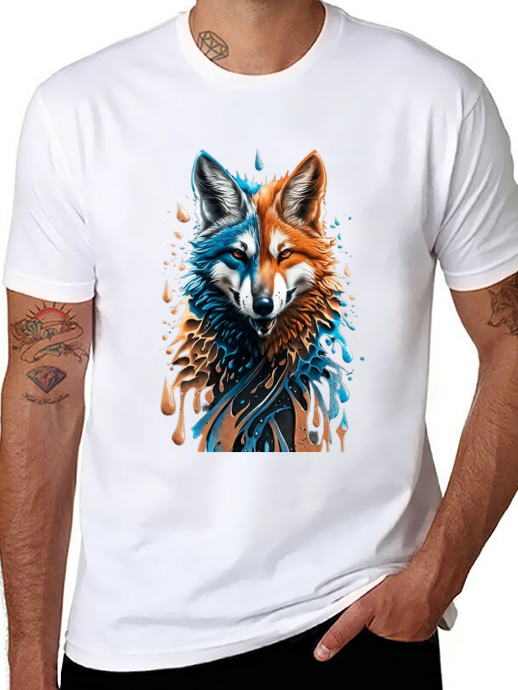Two-Faced Fox Graphic Black T-Shirt