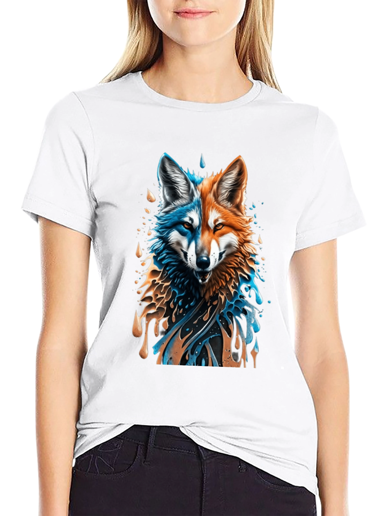 Two-Faced Fox Graphic Black T-Shirt