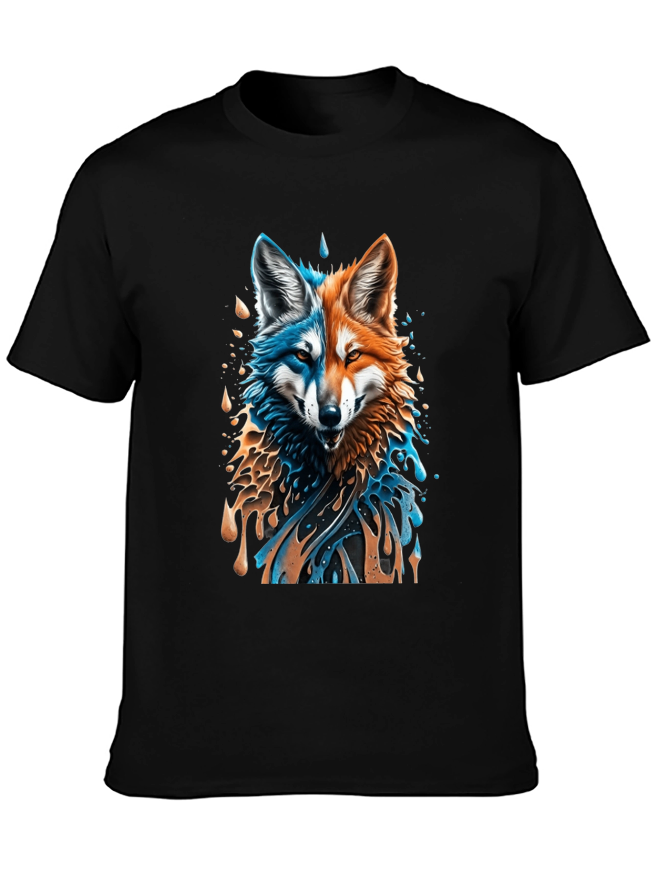 Two-Faced Fox Graphic Black T-Shirt
