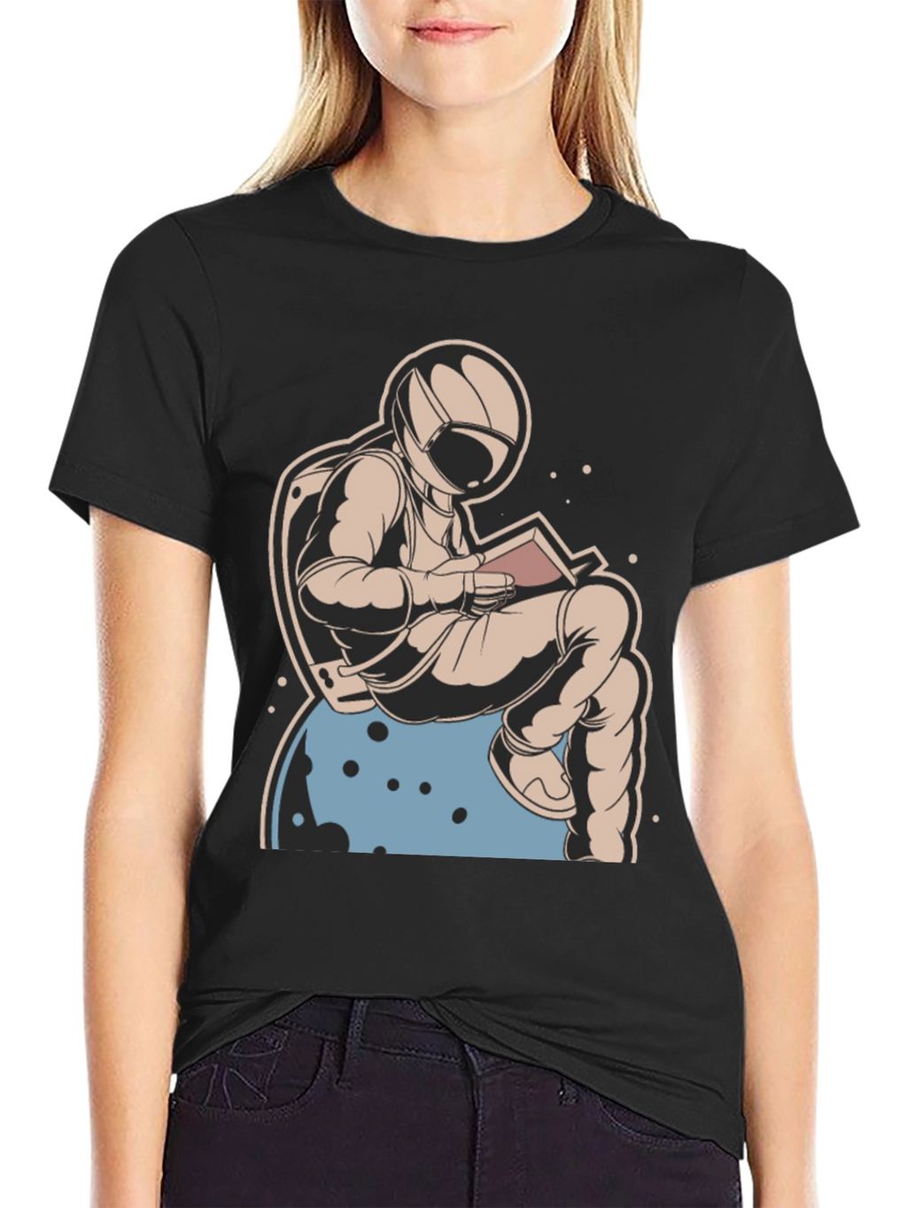 Astronaut Reading Book T-Shirt - Space Lover Tee