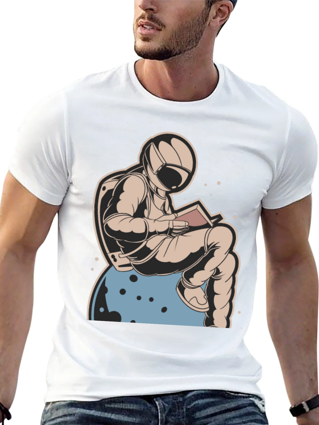 Astronaut Reading Book T-Shirt - Space Lover Tee