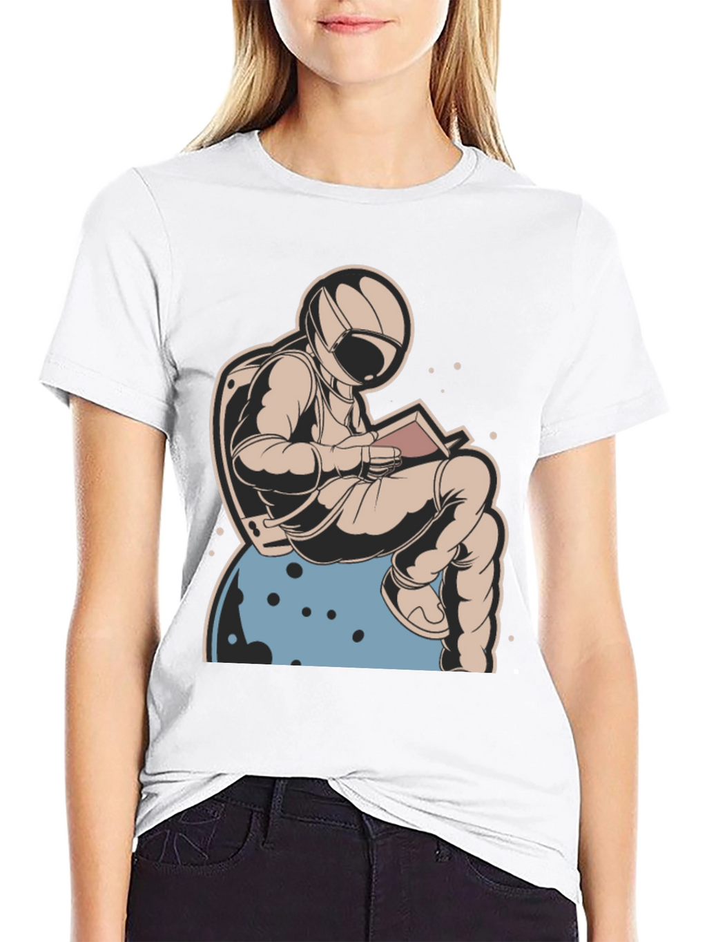 Astronaut Reading Book T-Shirt - Space Lover Tee