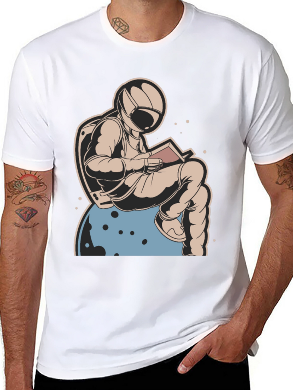 Astronaut Reading Book T-Shirt - Space Lover Tee