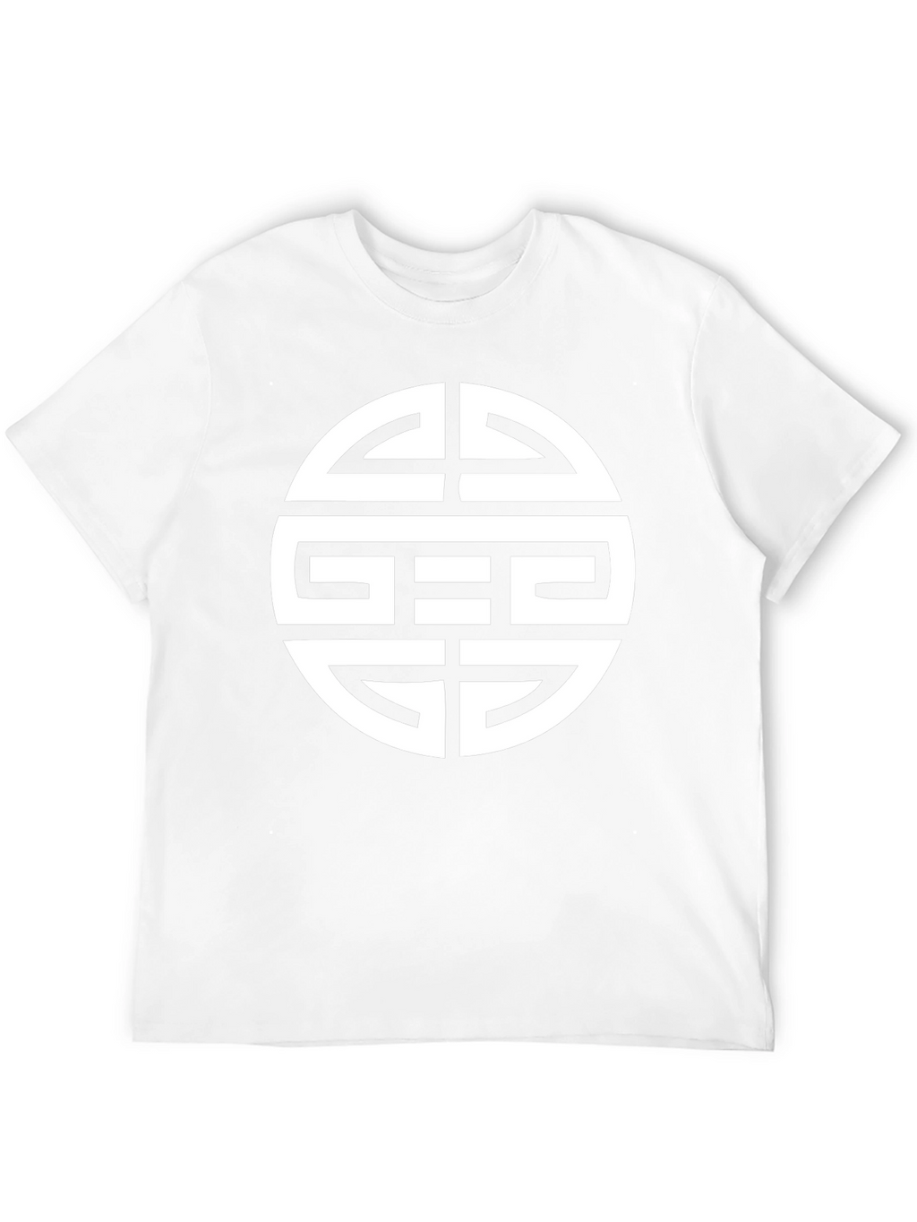 Black T-Shirt with White Geometric Circle Design
