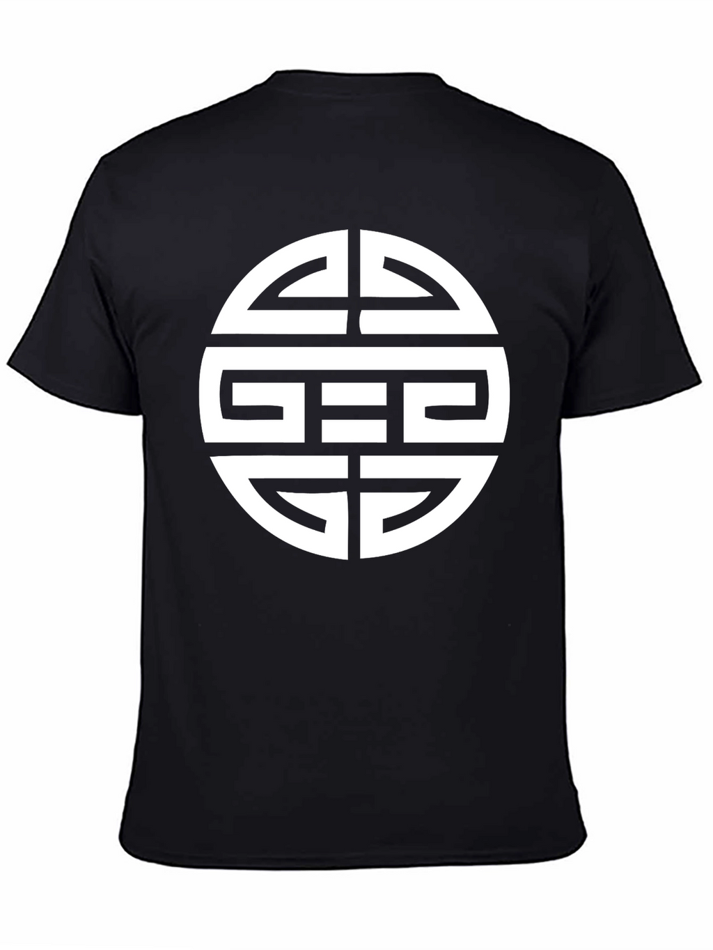 Black T-Shirt with White Geometric Circle Design
