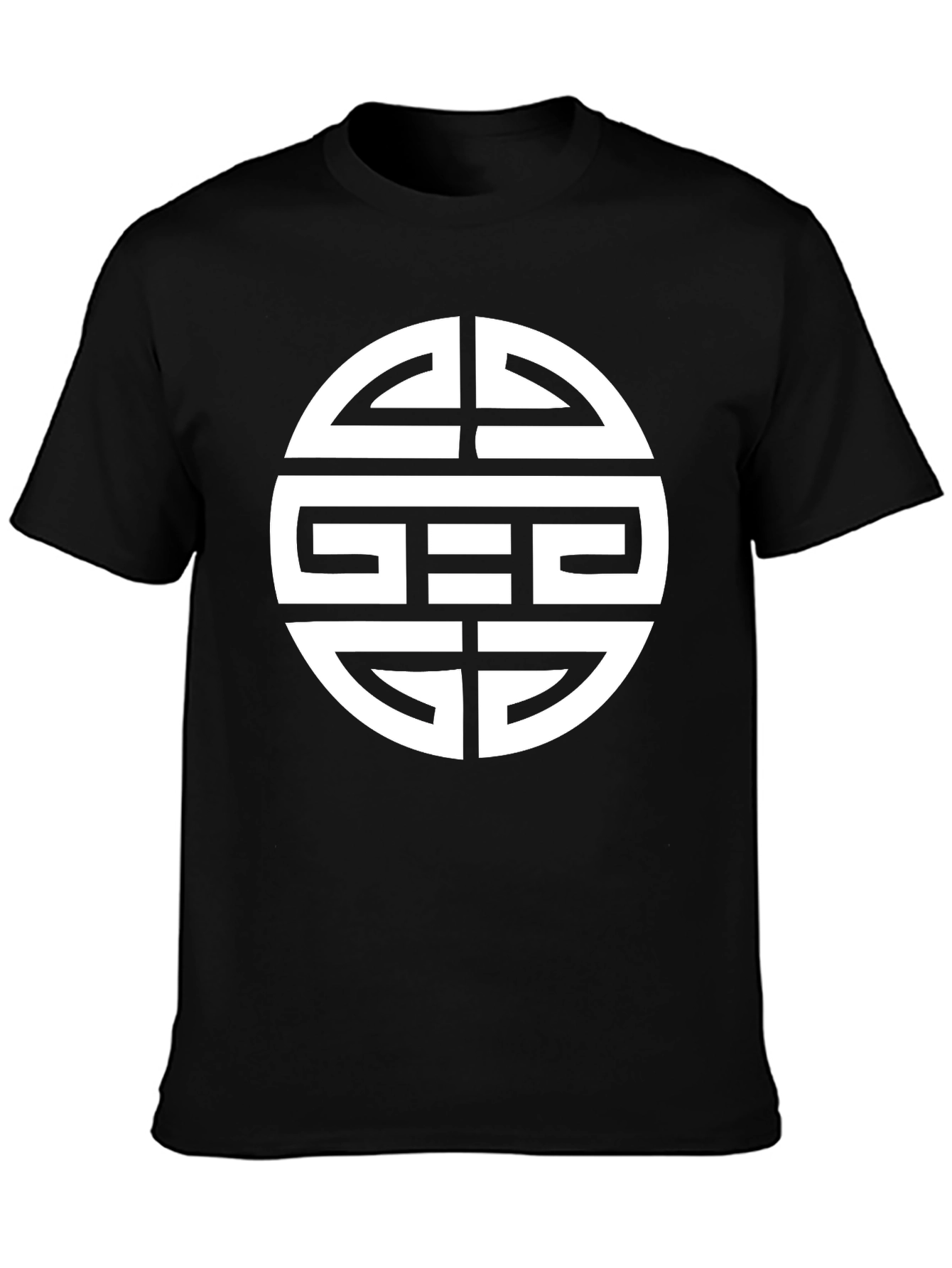 Black T-Shirt with White Geometric Circle Design