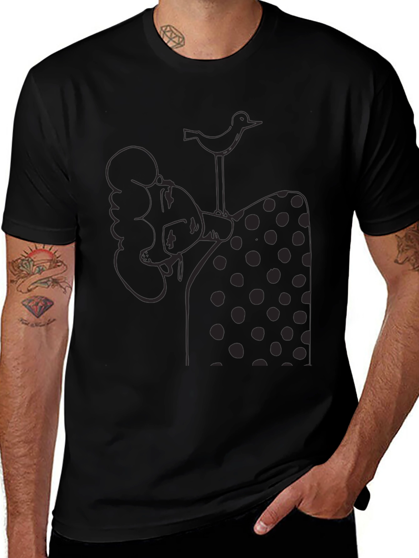 Unique Graphic T-Shirt - Quirky Bird Art