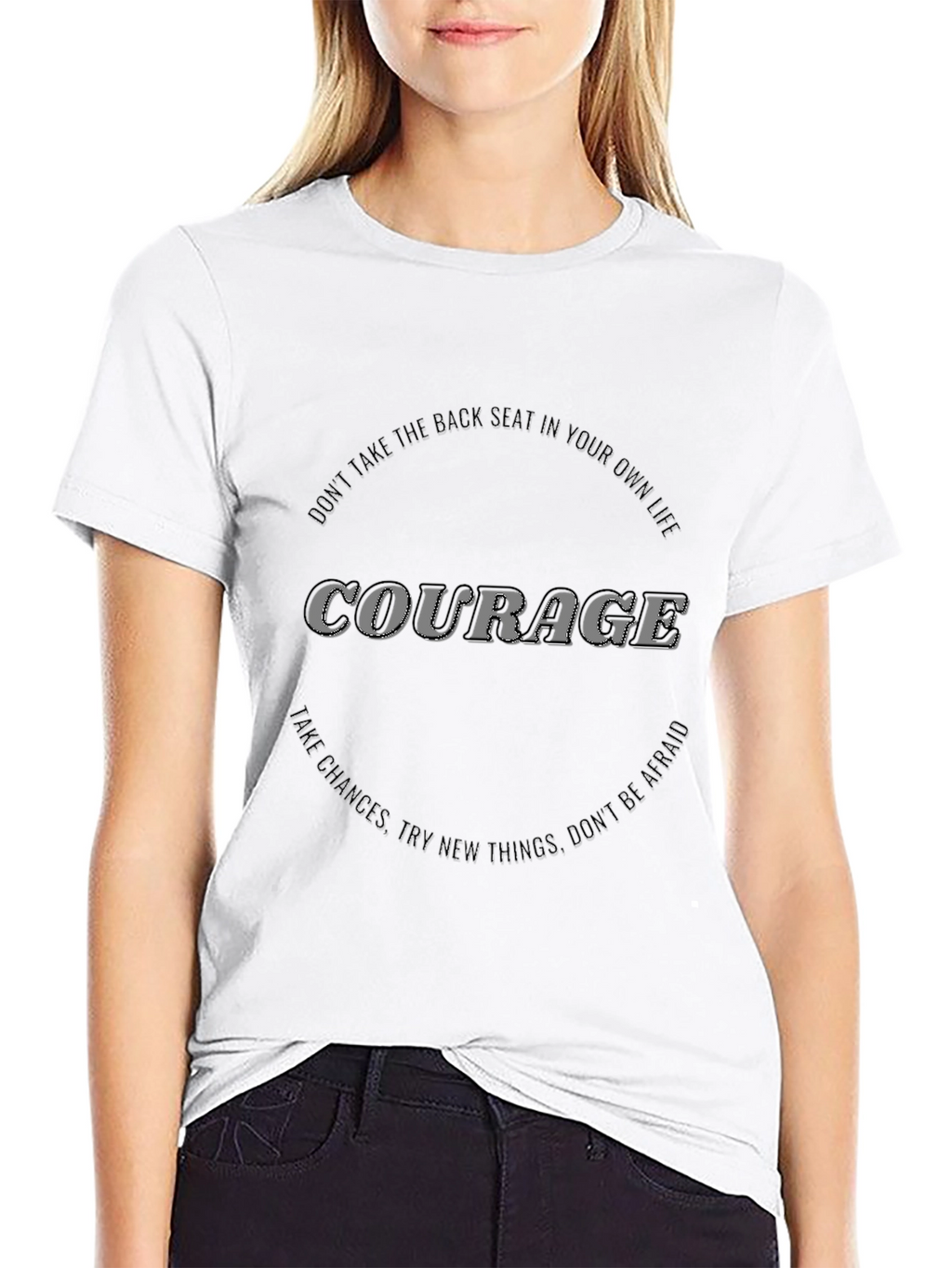 Courage Graphic Tee - Motivational Black T-Shirt