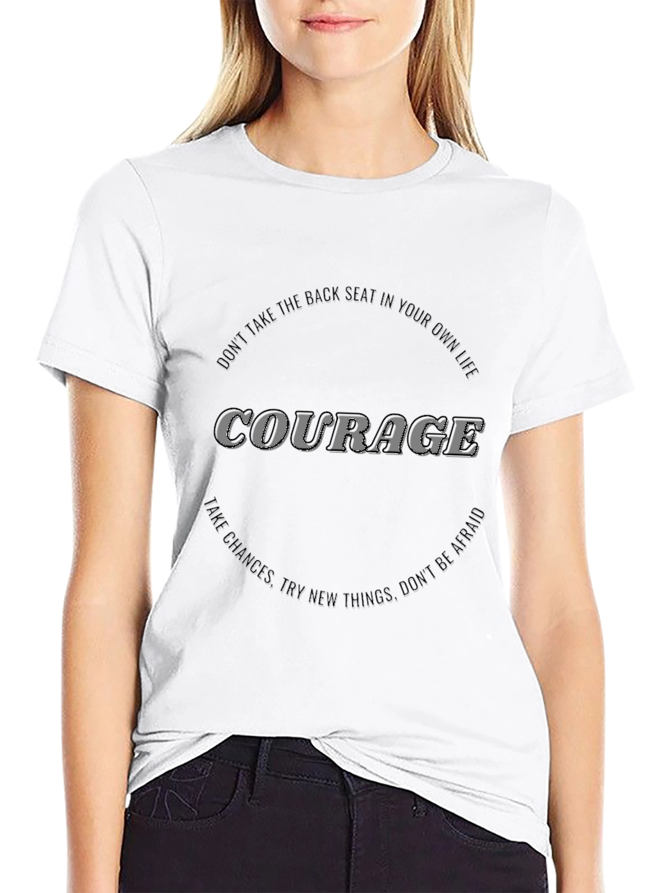 Courage Graphic Tee - Motivational Black T-Shirt