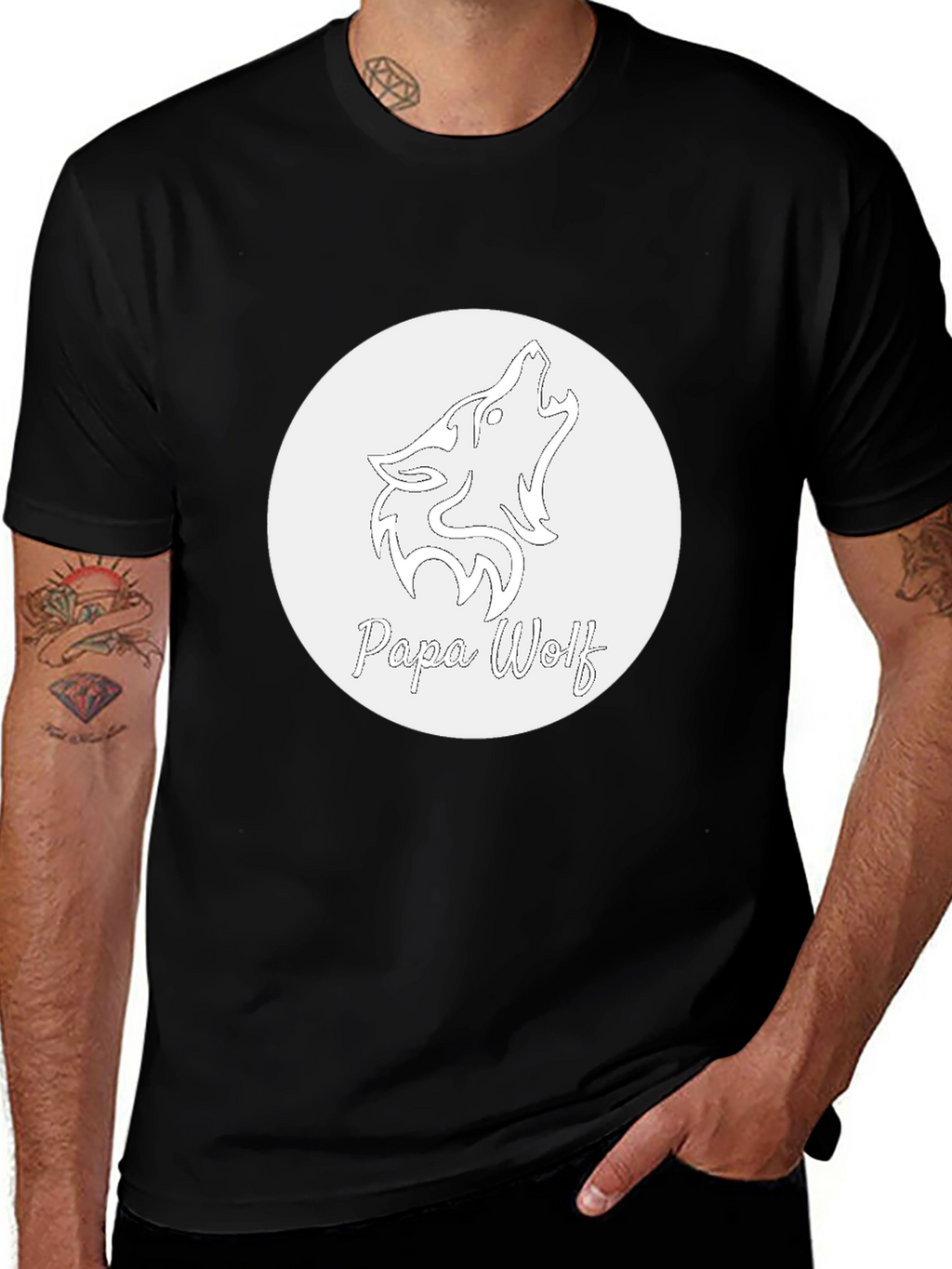 Papa Wolf Graphic T-Shirt - Black