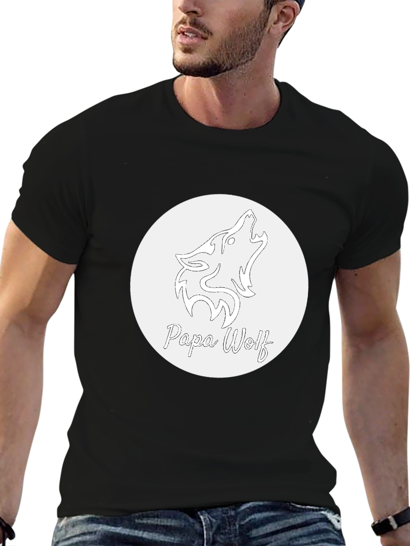Papa Wolf Graphic T-Shirt - Black