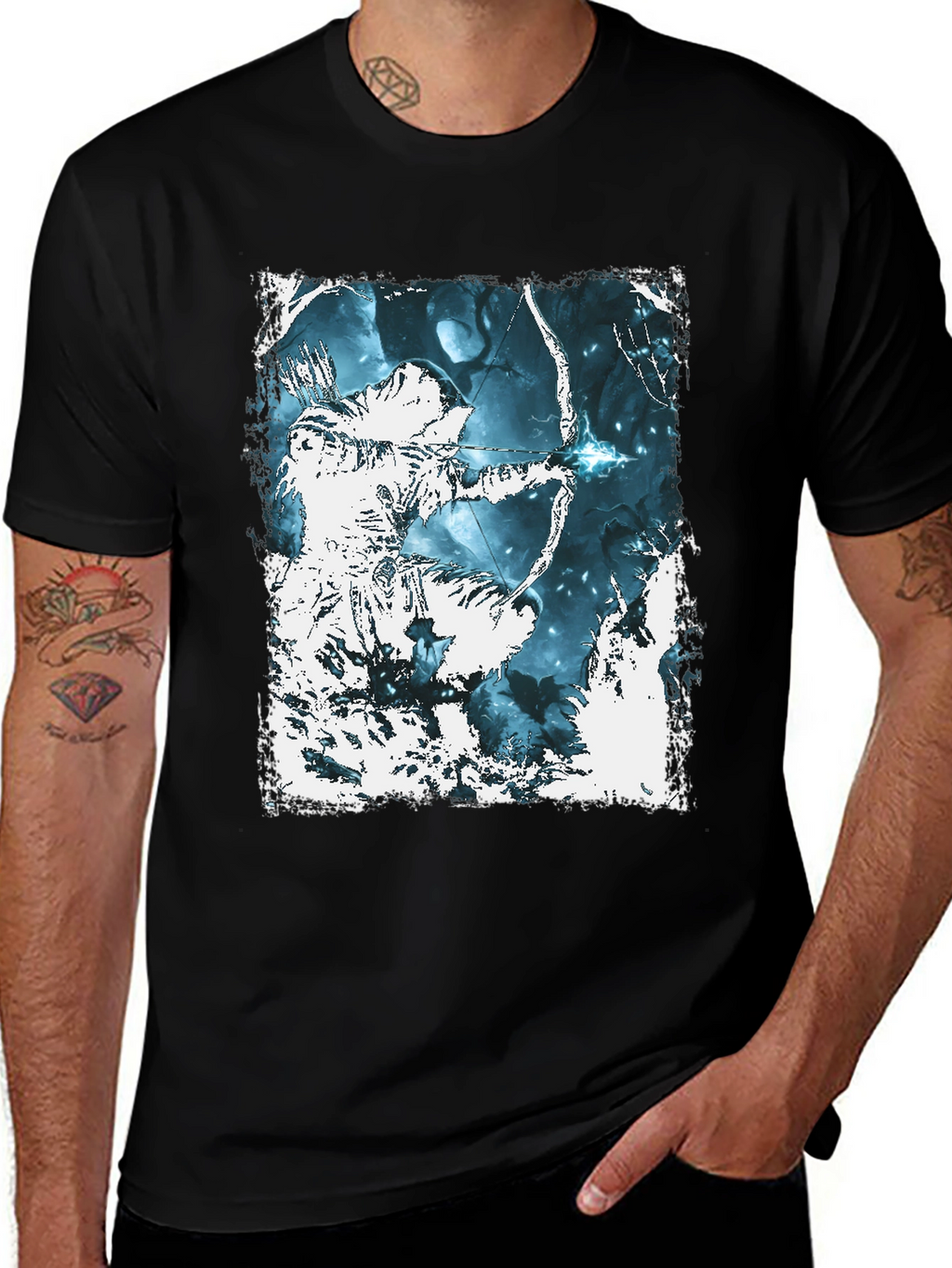 Archer Graphic Tee - Black Cotton T-Shirt