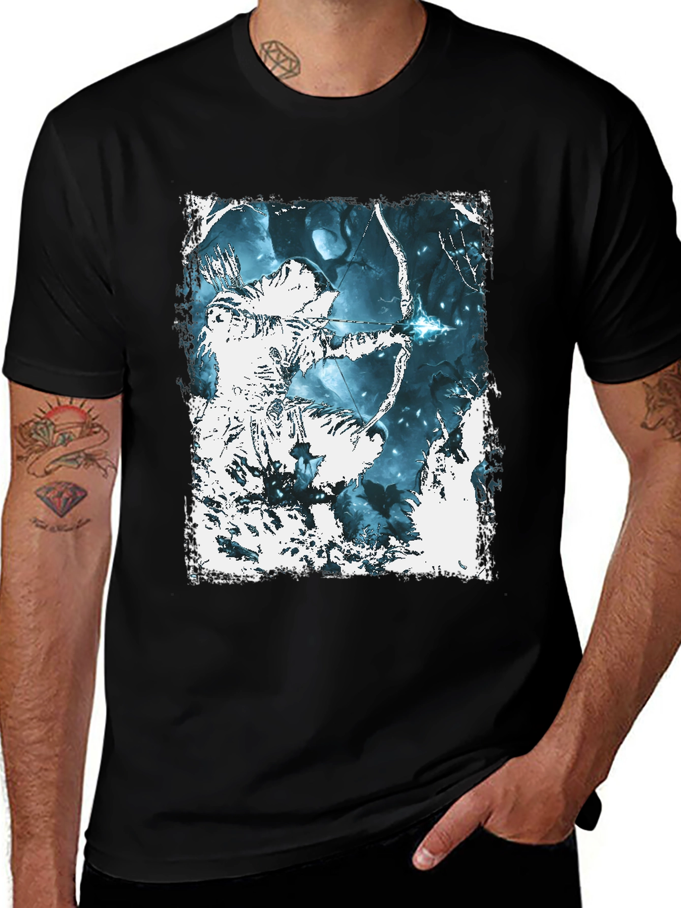 Archer Graphic Tee - Black Cotton T-Shirt