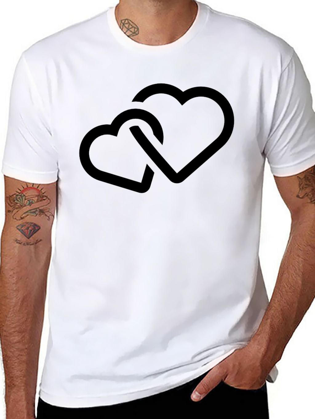 Linked Hearts Black Tee - Stylish Casual Wear