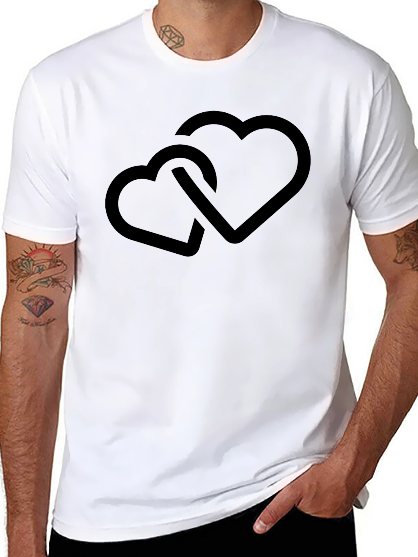 Linked Hearts Black Tee - Stylish Casual Wear
