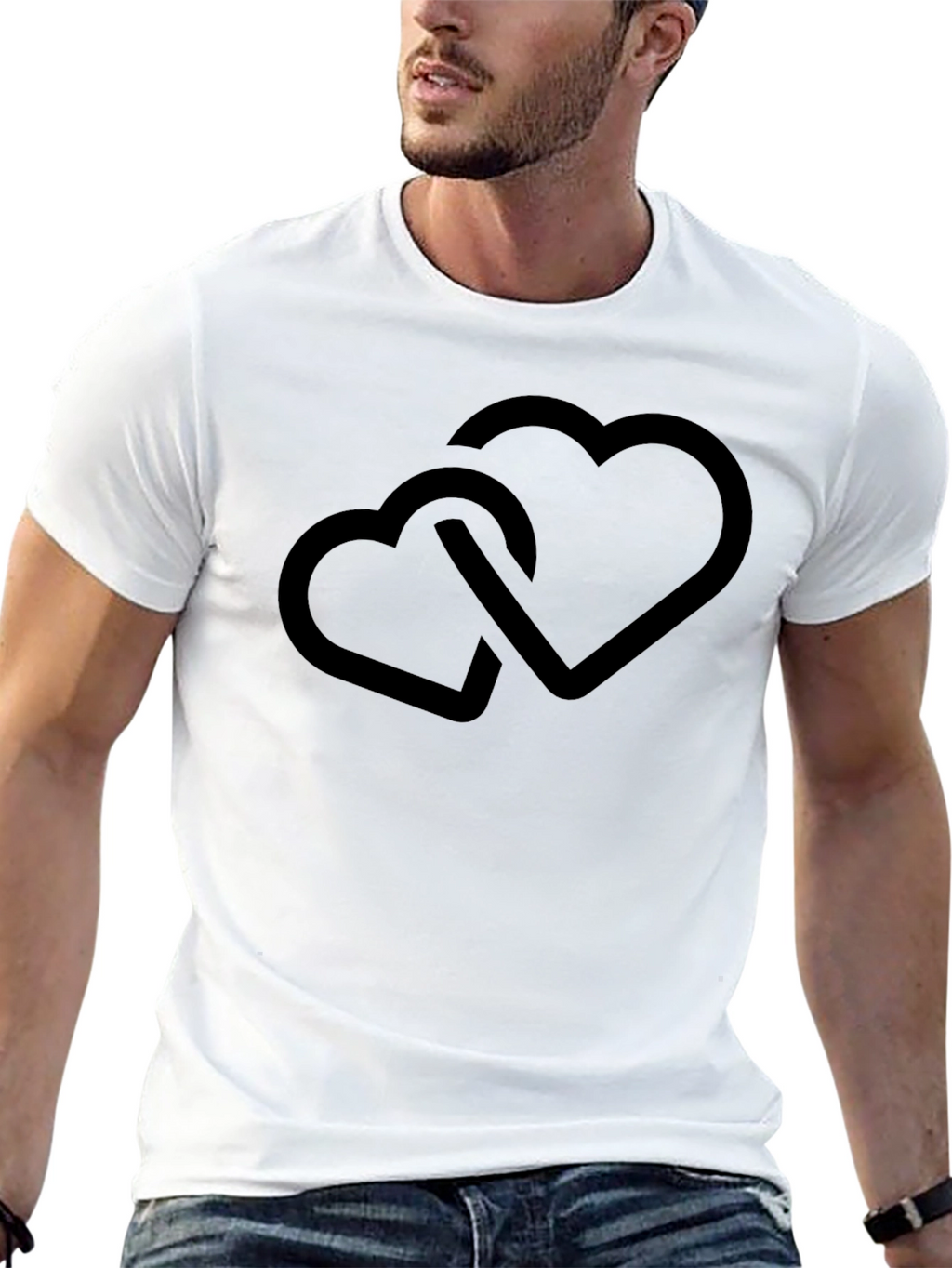 Linked Hearts Black Tee - Stylish Casual Wear