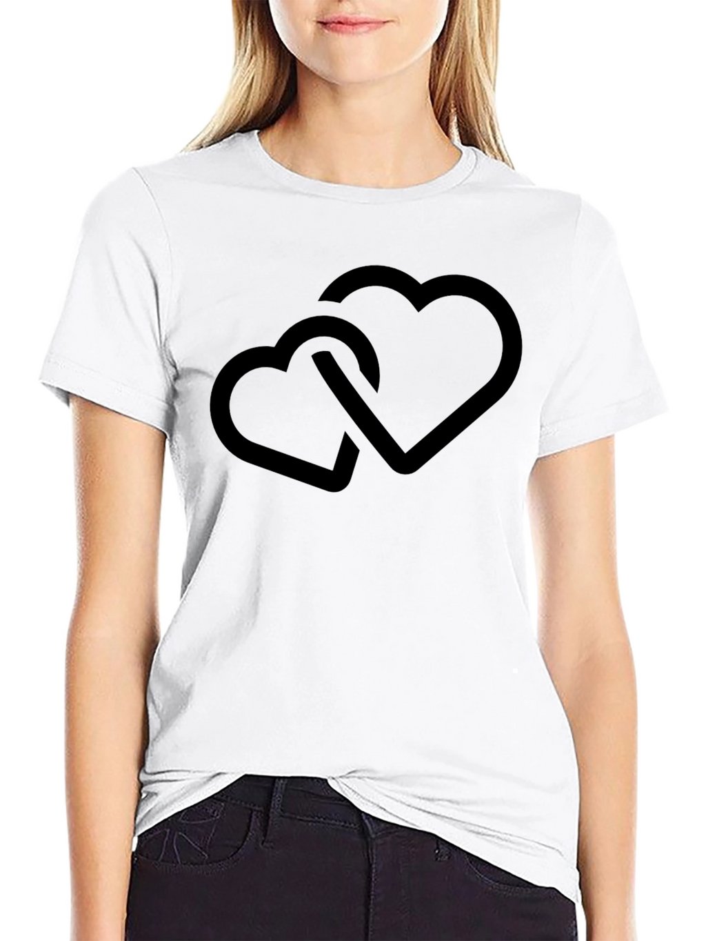 Linked Hearts Black Tee - Stylish Casual Wear