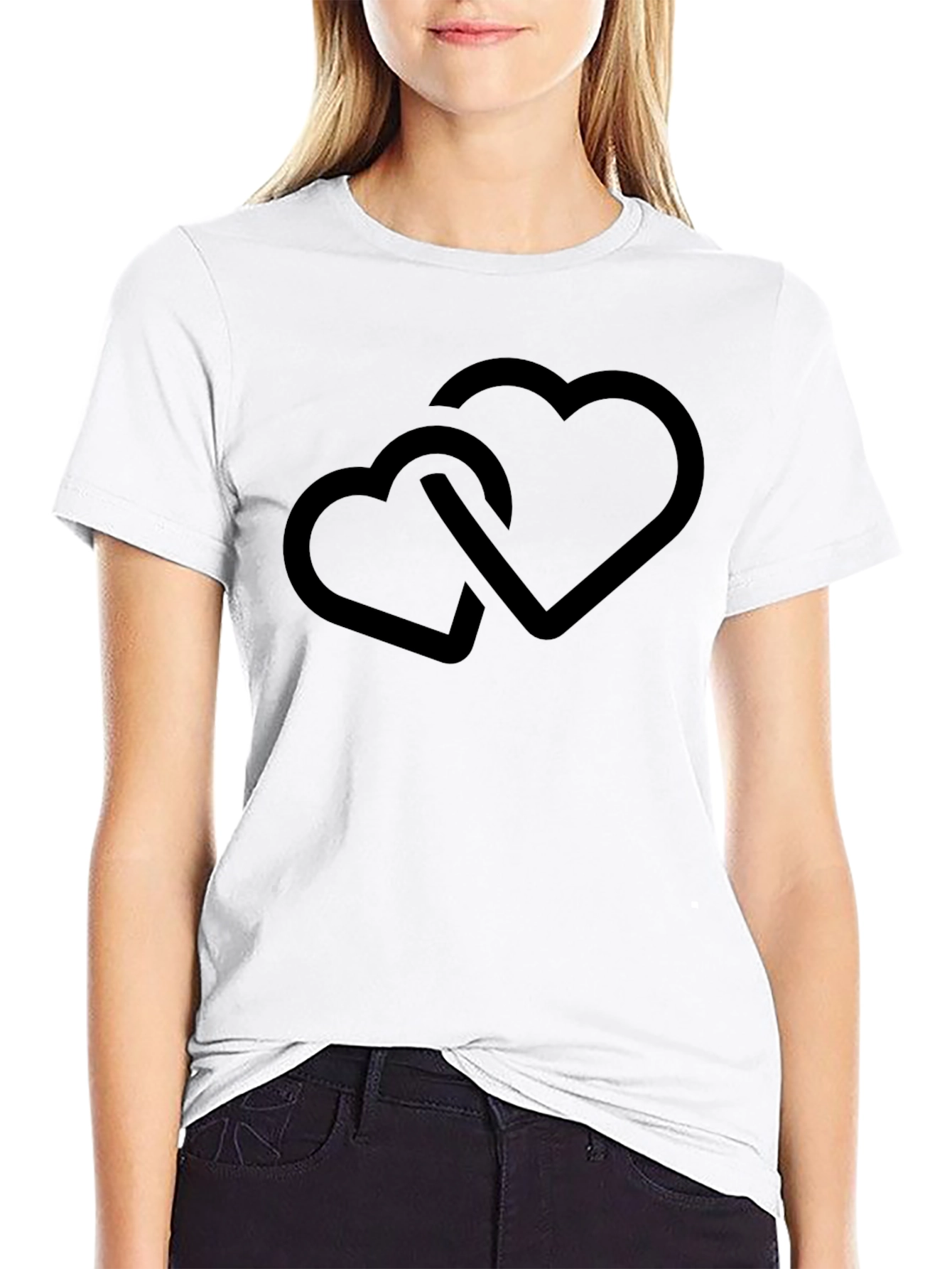Linked Hearts Black Tee - Stylish Casual Wear
