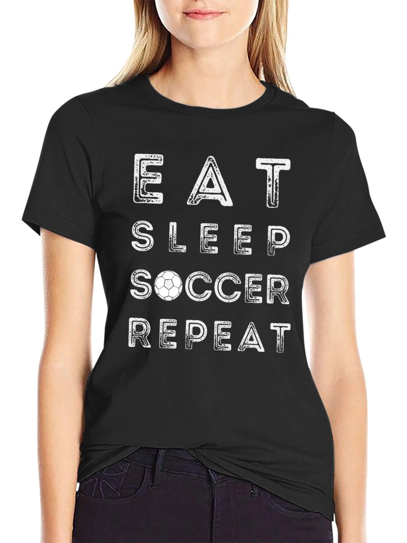 Eat Sleep Soccer Repeat T-Shirt - Sporty Graphic Tee