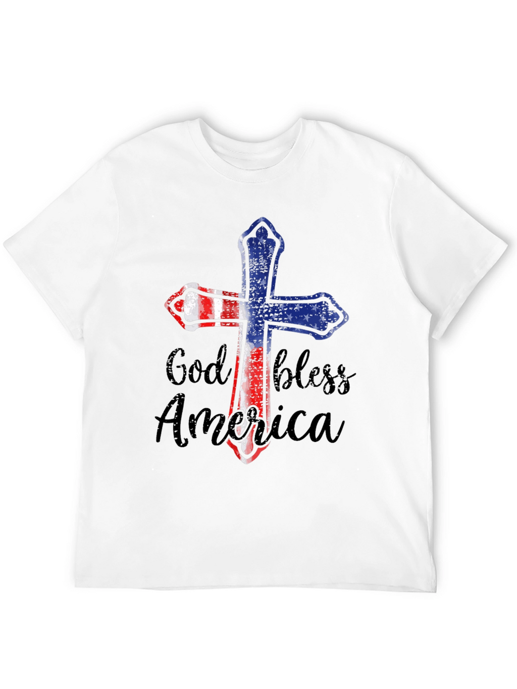 God Bless America Patriotic Cross Graphic Tee