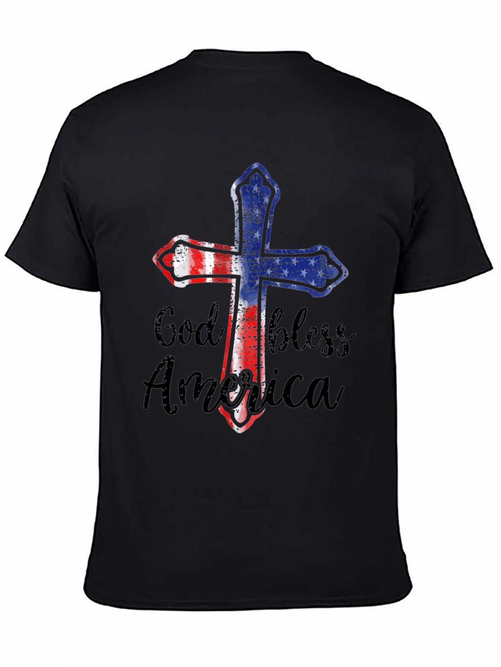 God Bless America Patriotic Cross Graphic Tee