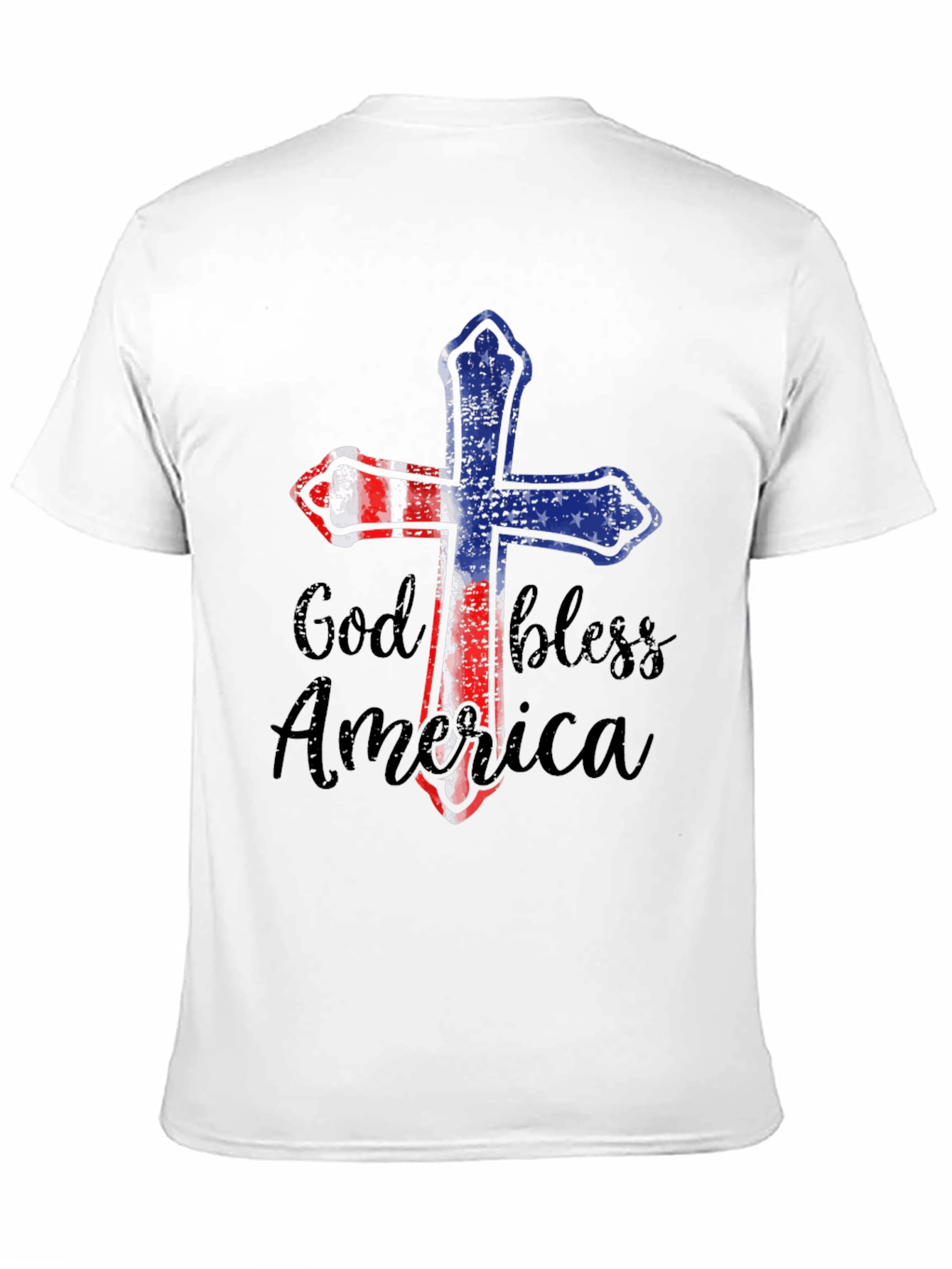 God Bless America Patriotic Cross Graphic Tee