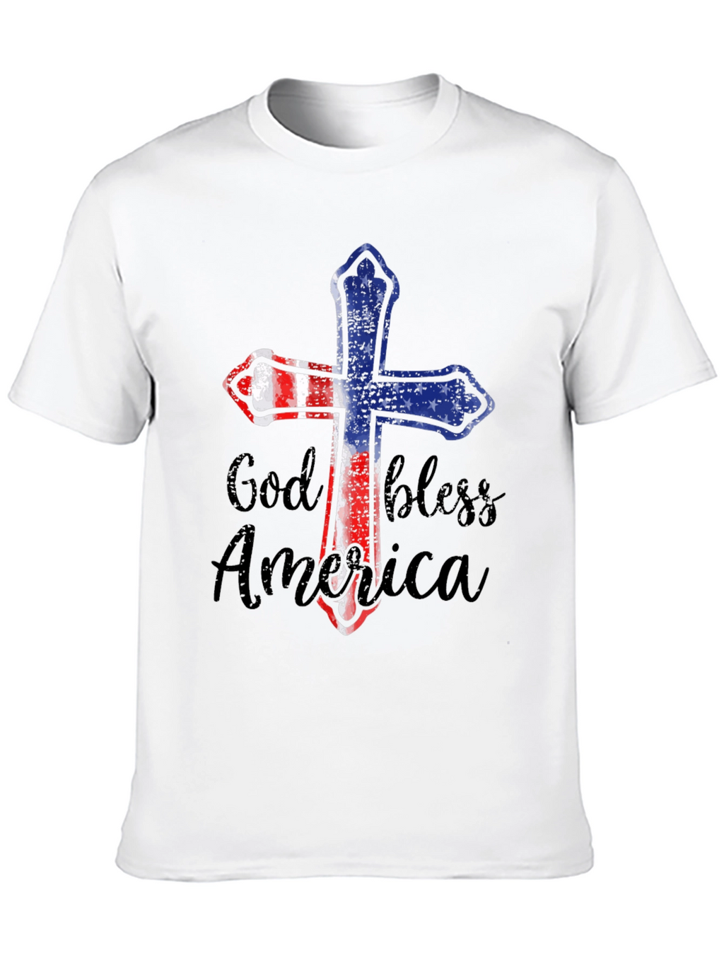 God Bless America Patriotic Cross Graphic Tee