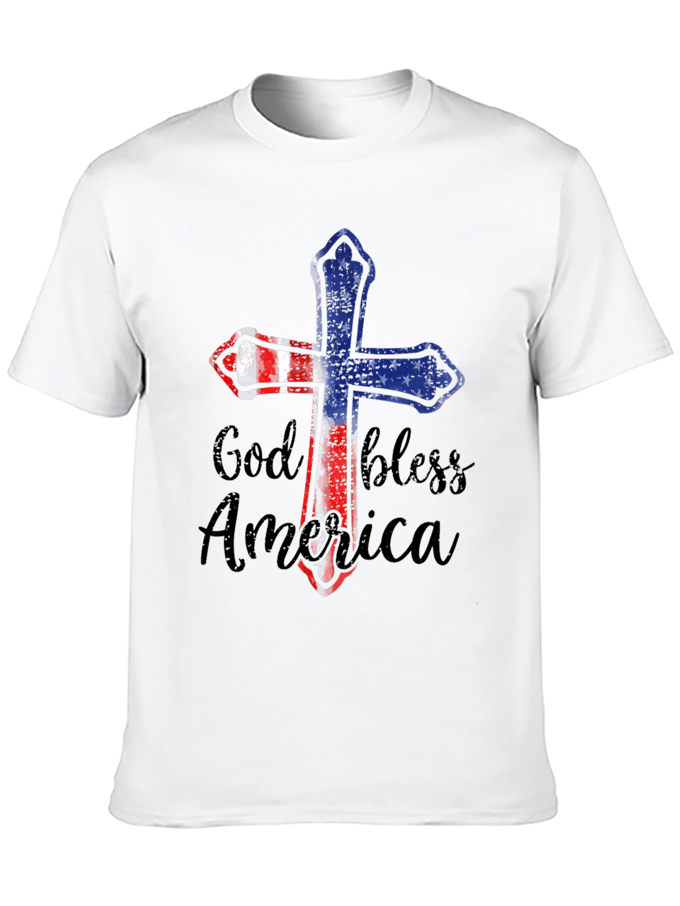 God Bless America Patriotic Cross Graphic Tee