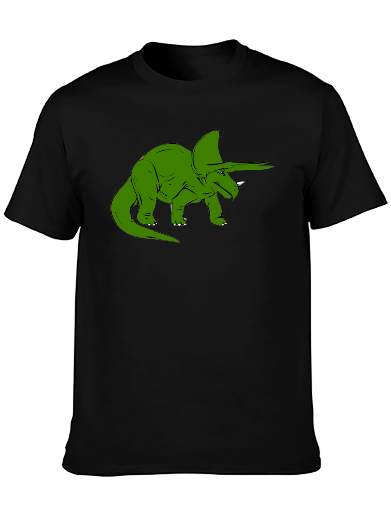 Green Dinosaur Graphic Tee - Black Cotton Comfort