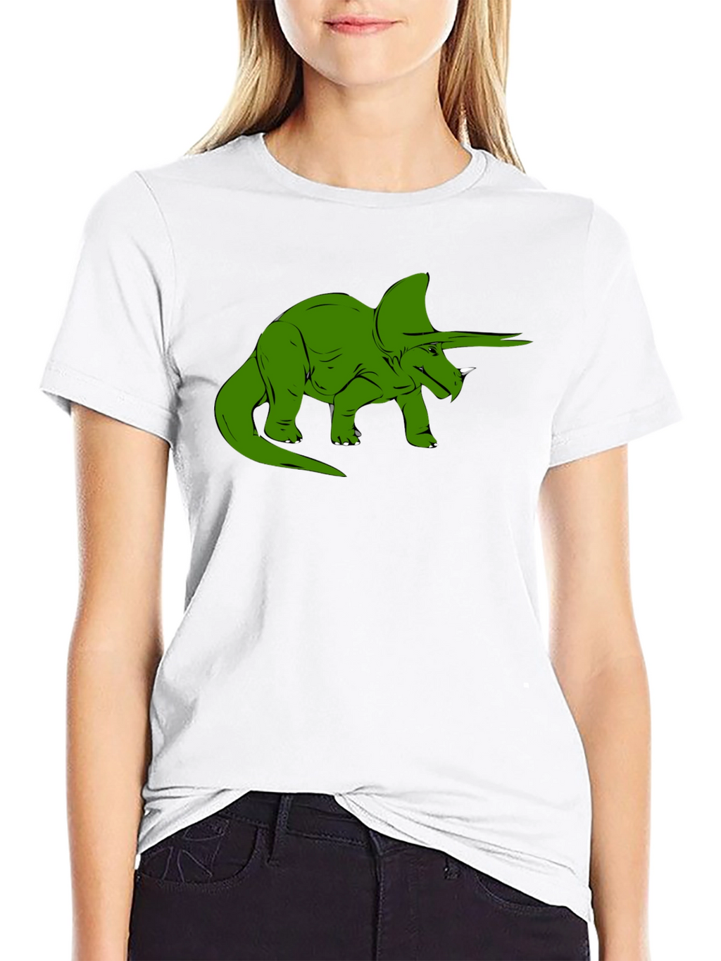 Green Dinosaur Graphic Tee - Black Cotton Comfort
