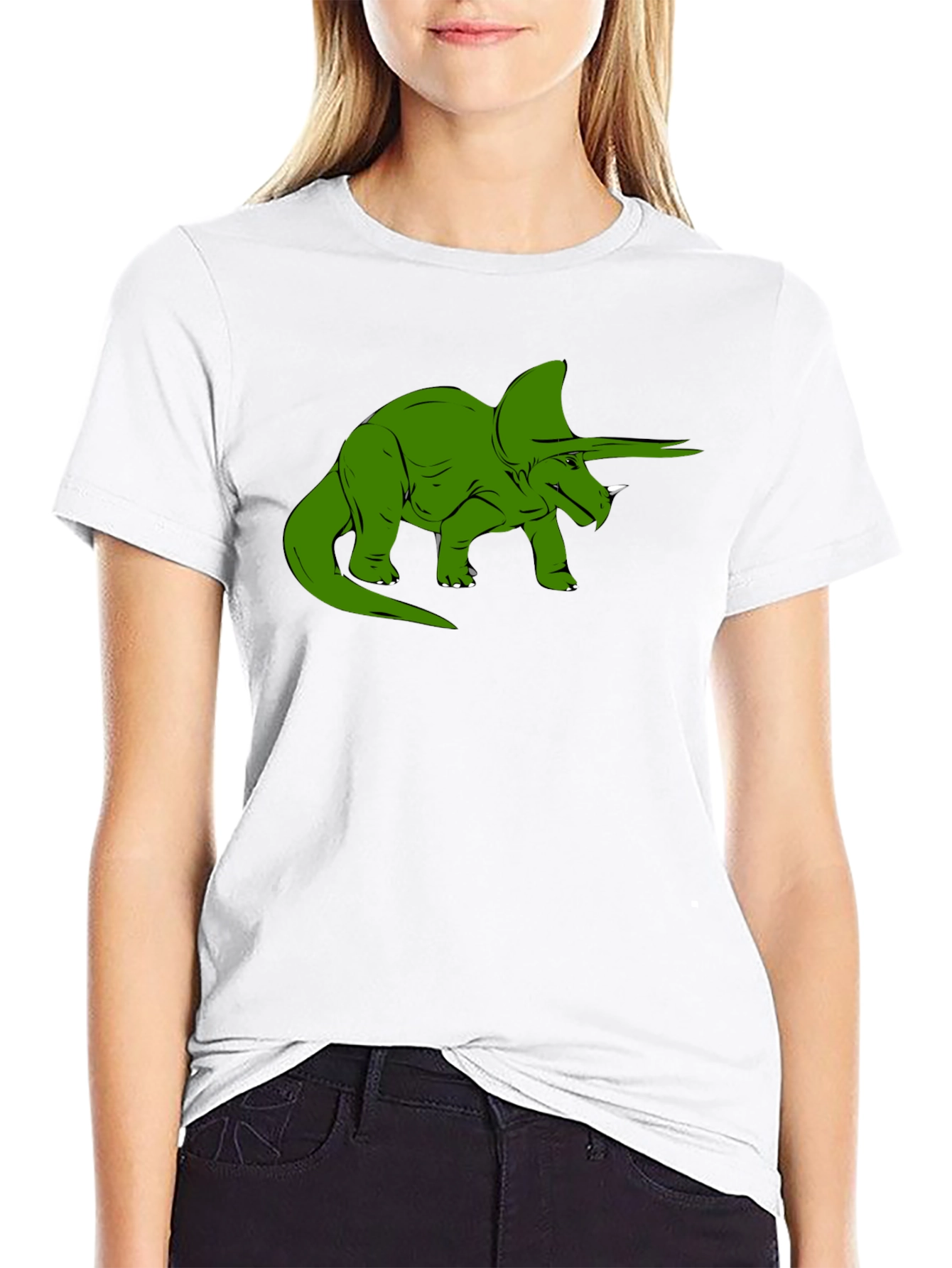 Green Dinosaur Graphic Tee - Black Cotton Comfort