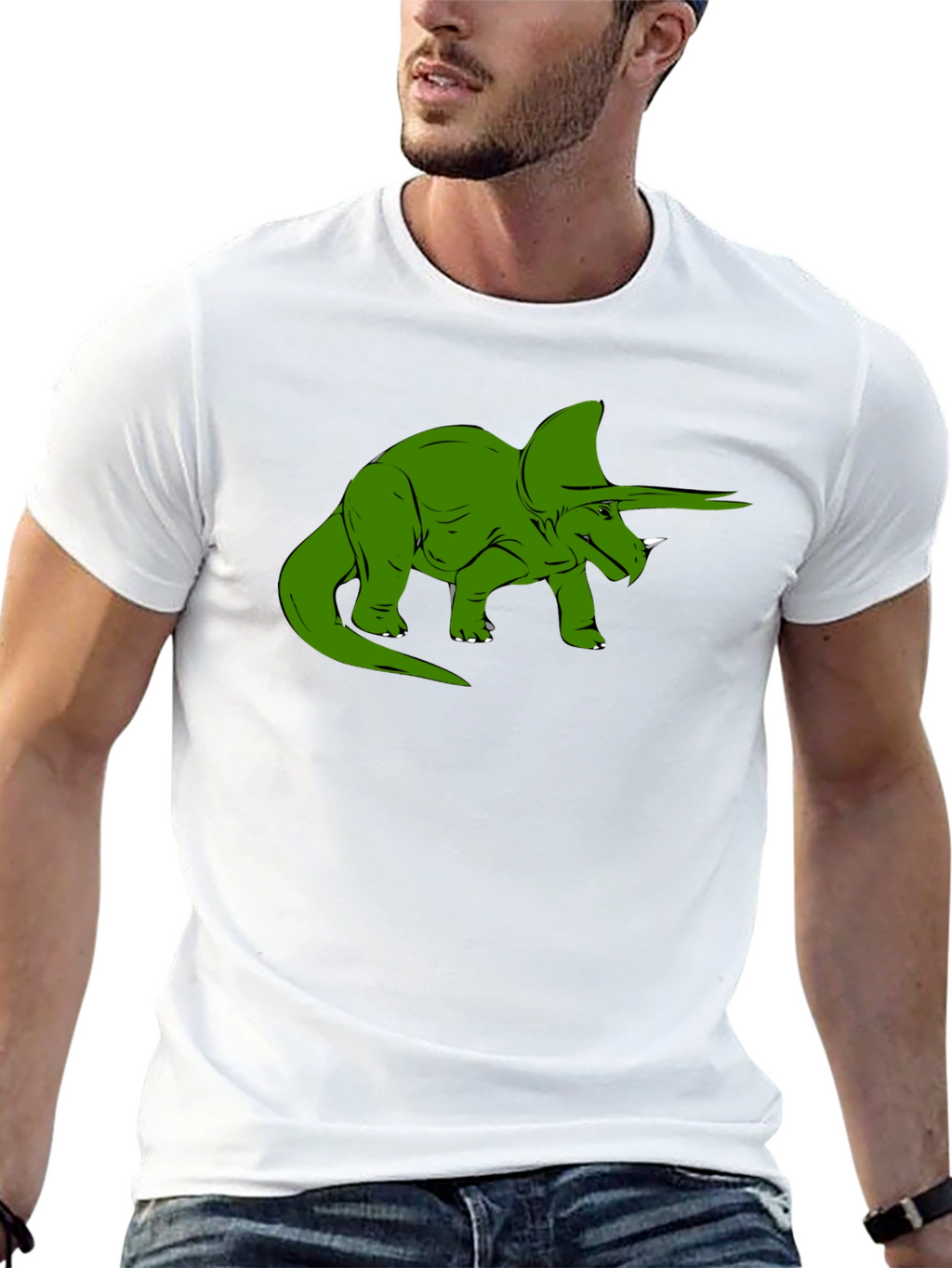 Green Dinosaur Graphic Tee - Black Cotton Comfort