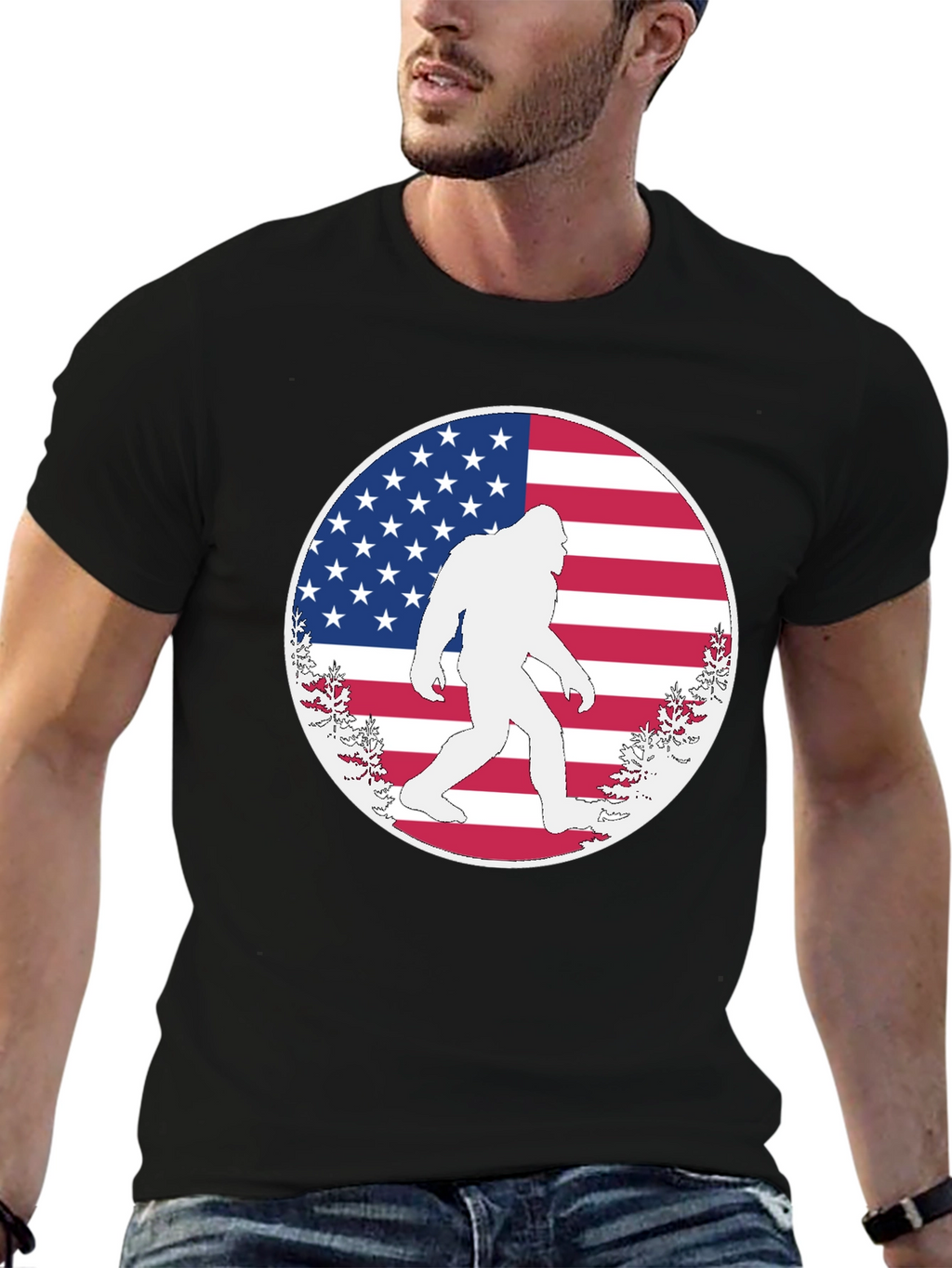 Bigfoot American Flag T-Shirt