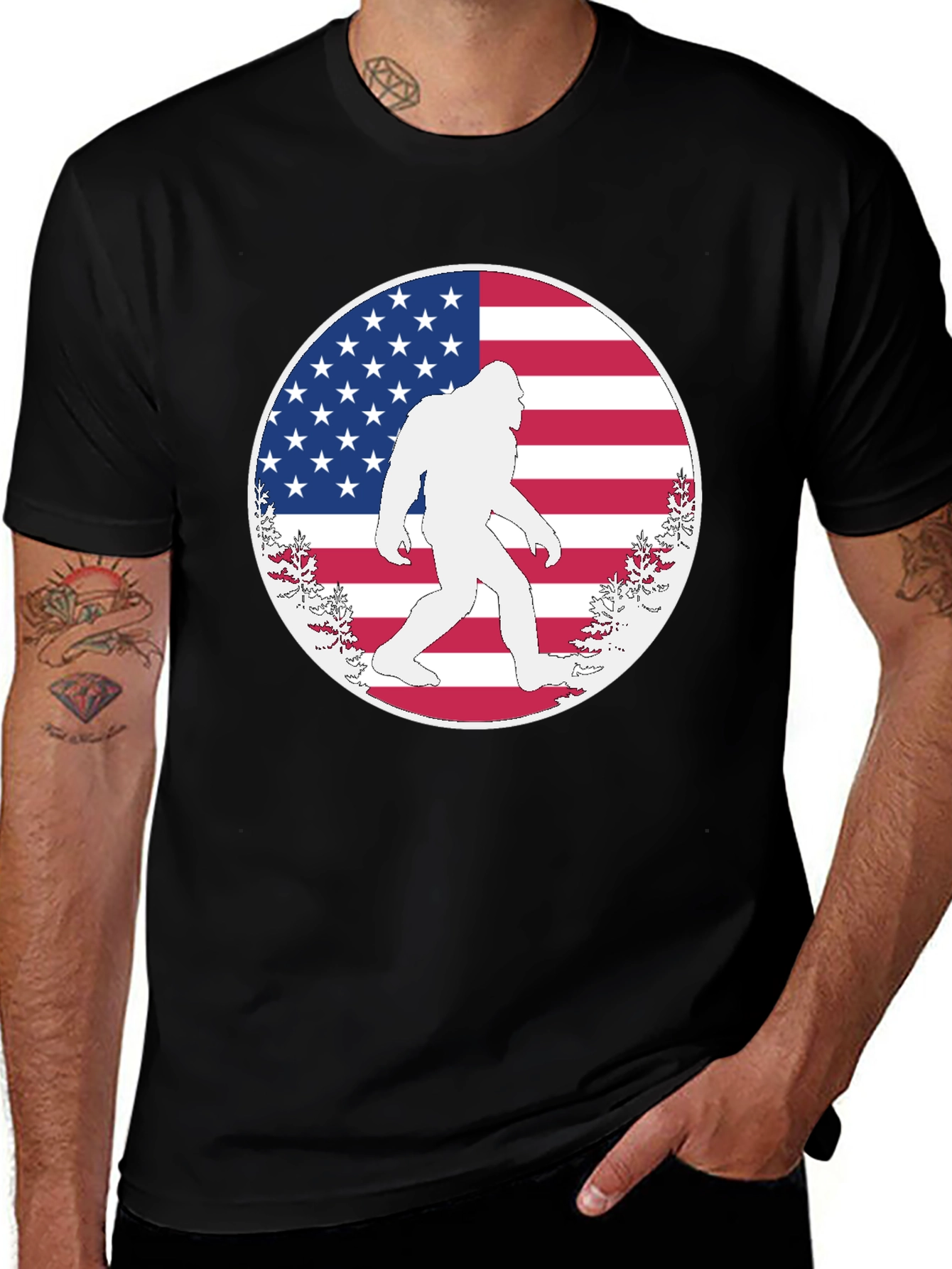 Bigfoot American Flag T-Shirt