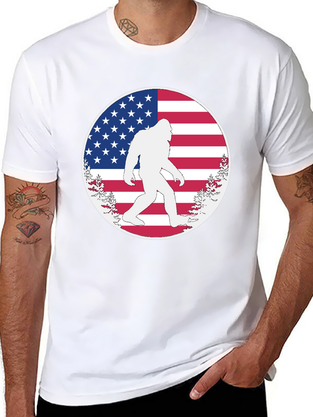 Bigfoot American Flag T-Shirt