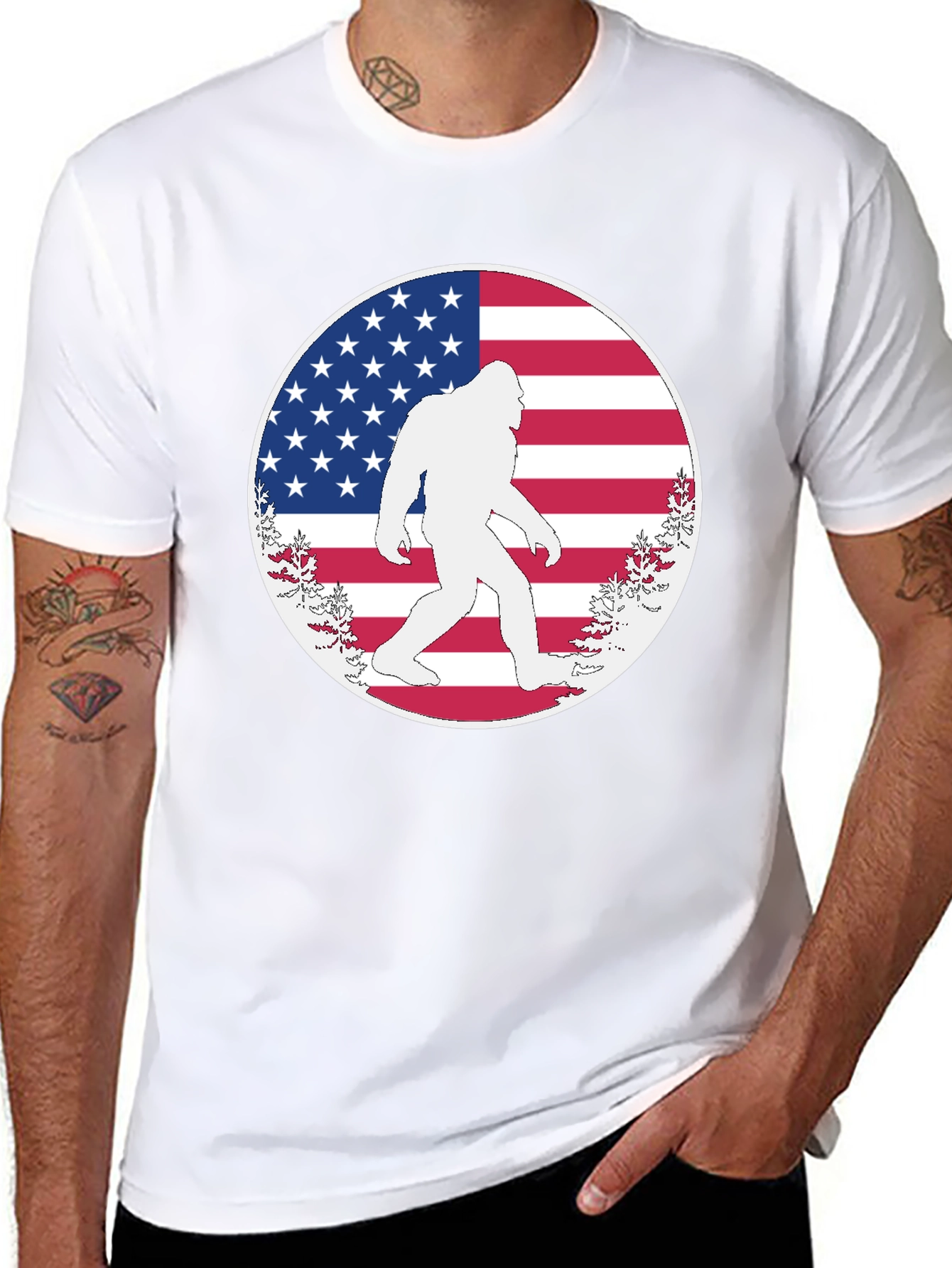 Bigfoot American Flag T-Shirt