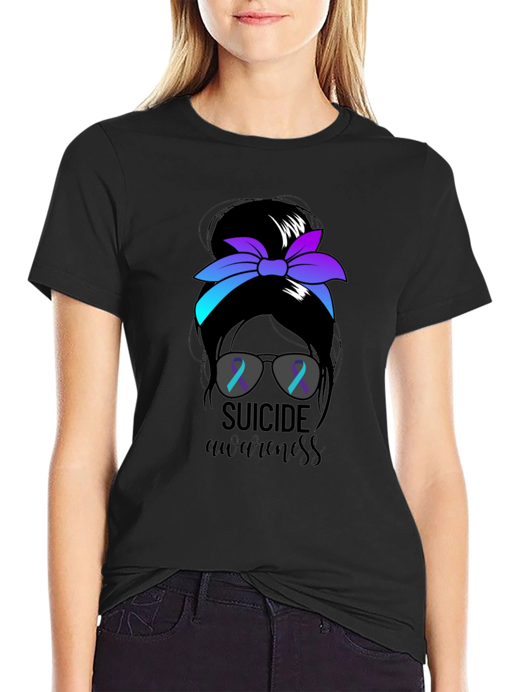 Suicide Awareness Messy Bun T-Shirt