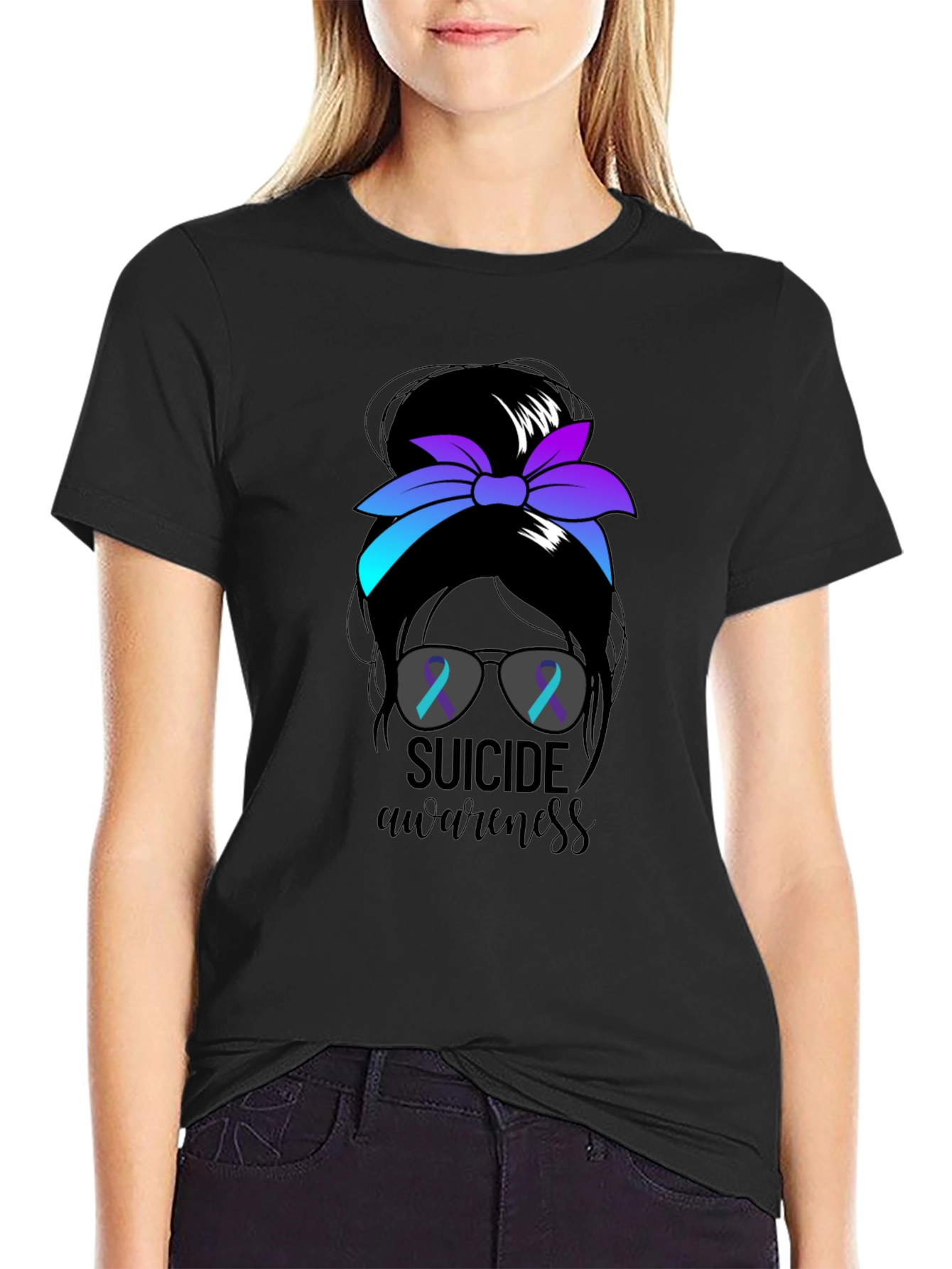 Suicide Awareness Messy Bun T-Shirt