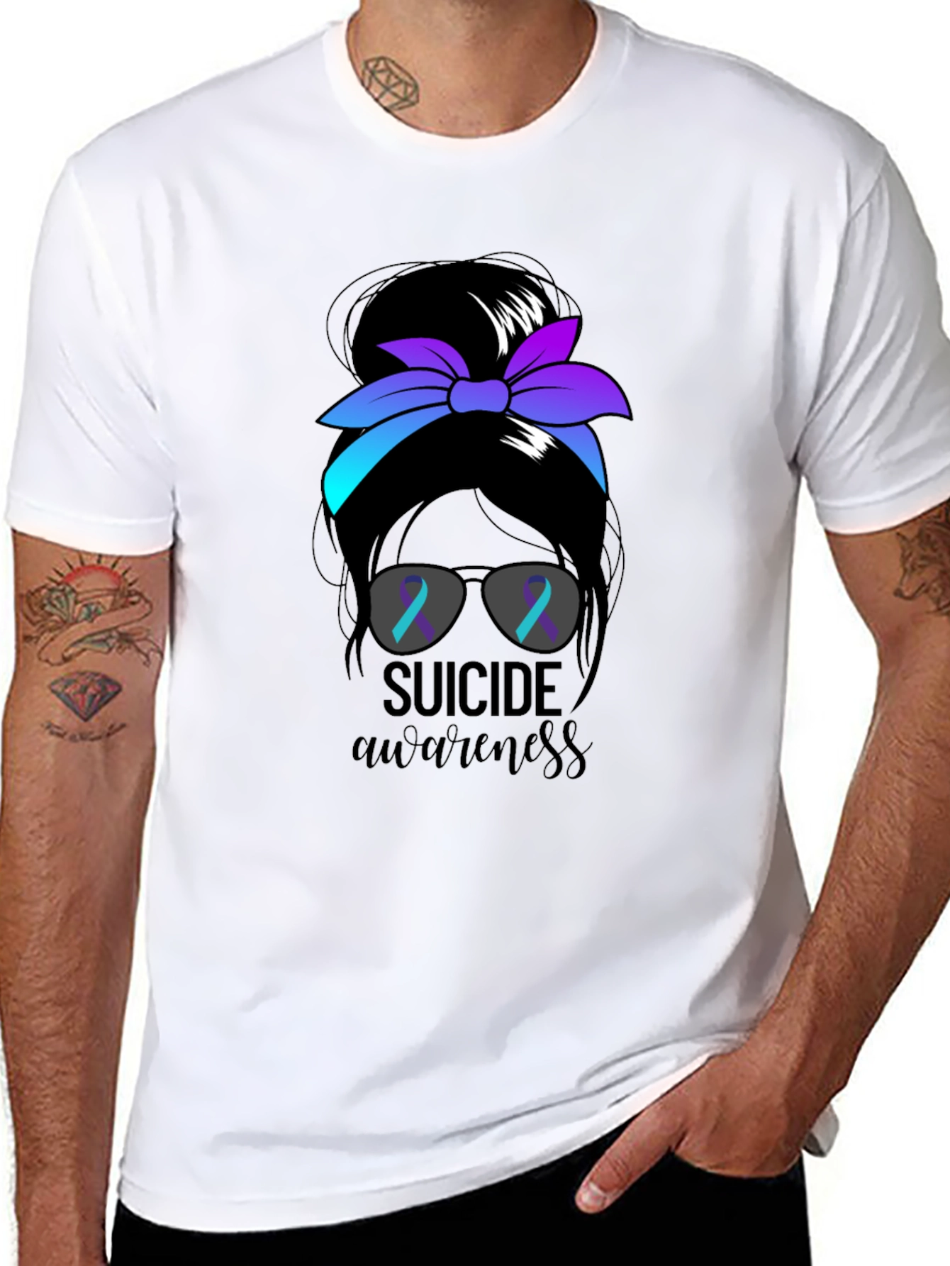 Suicide Awareness Messy Bun T-Shirt