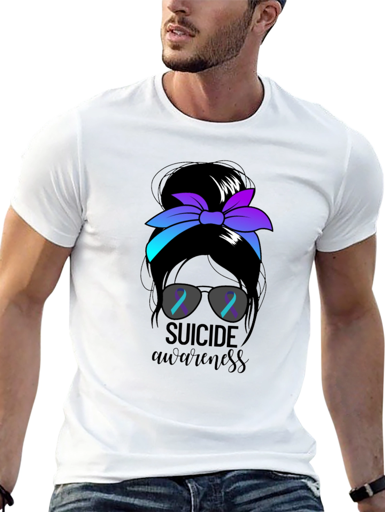 Suicide Awareness Messy Bun T-Shirt