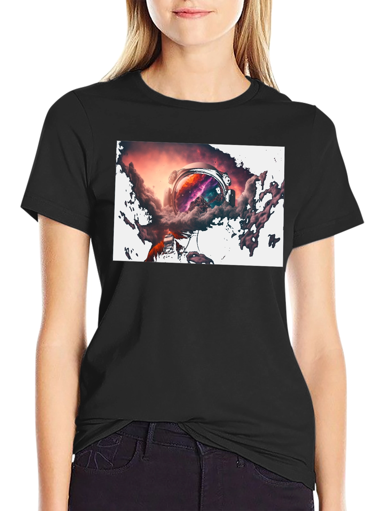 Astronaut Nebula Black T-Shirt