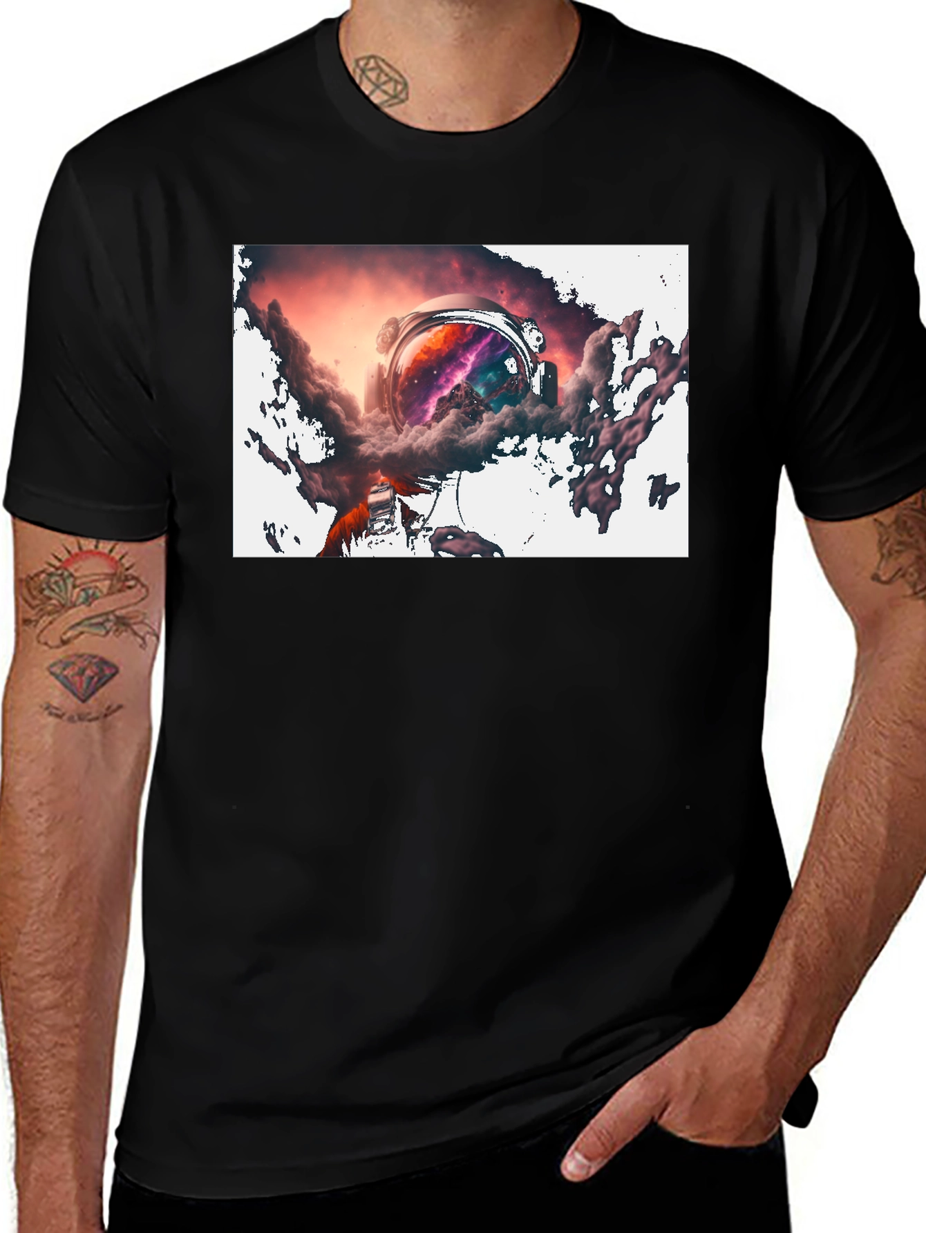 Astronaut Nebula Black T-Shirt
