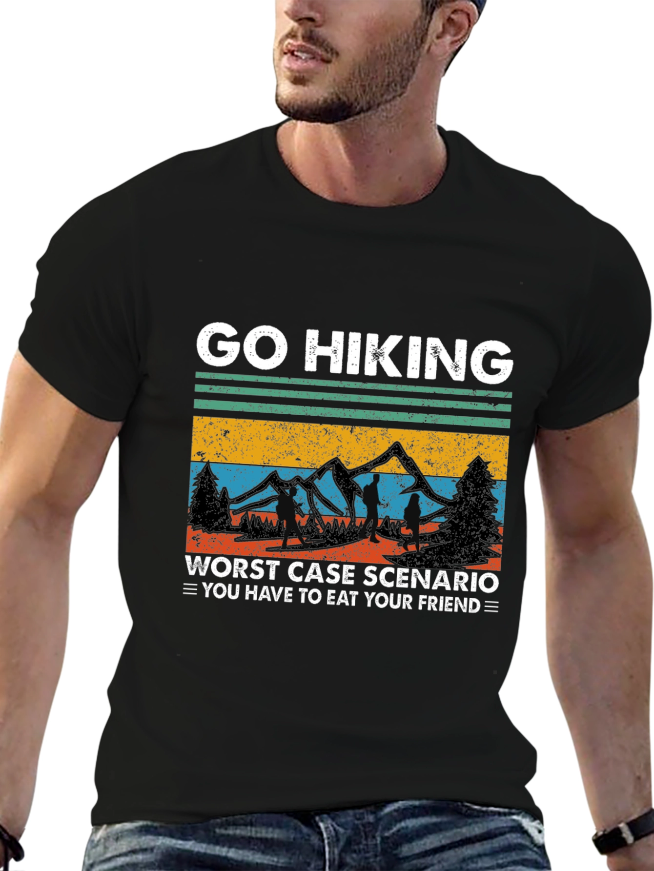 Go Hiking Eat Friend Black Tee