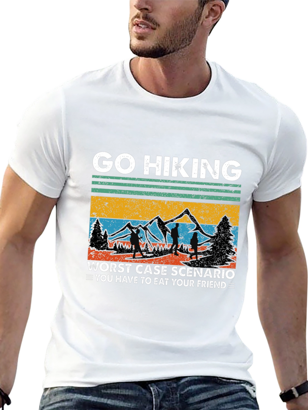 Go Hiking Eat Friend Black Tee